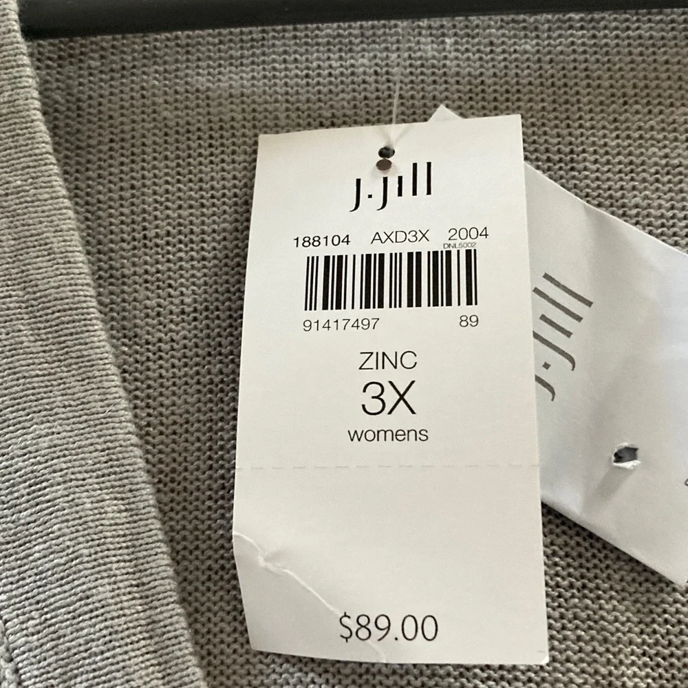 J. Jill women’s 3X draped one button cardigan zinc gray linen blend New - Picture 8 of 8